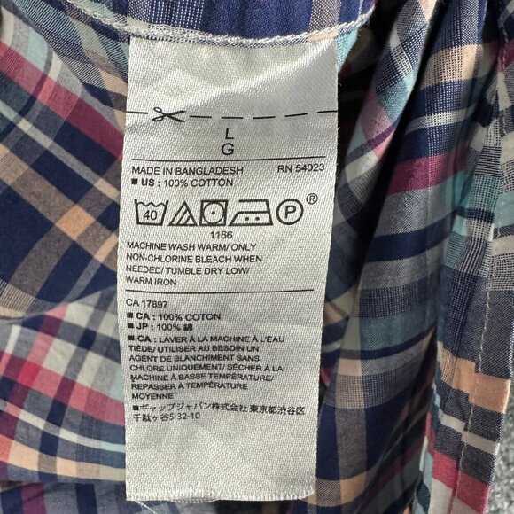 Banana Republic Shirt Mens Large Soft Wash Standard Fit Button Down Plaid Cotton - Picture 6 of 8